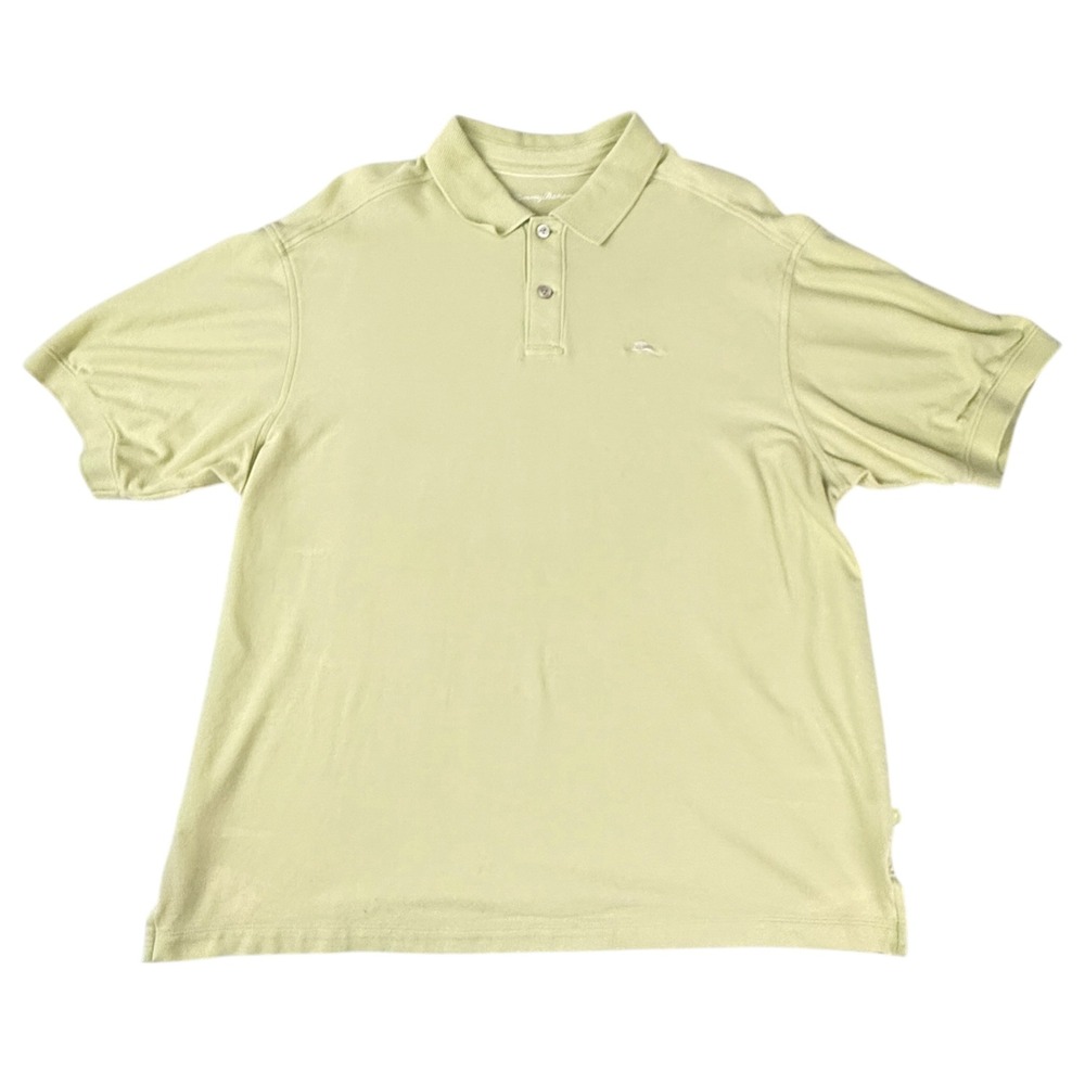 Tommy Bahama Mens XL Supima Cotton Polo Shirt‎ Pale Yellow Short Sleeve Marlin
